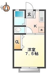 コーポヤマモト2 1Kの間取図画像