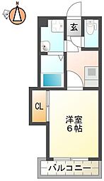 アトリエ蔵本 1Kの間取図画像