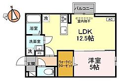クリエ・ガーデン 1LDKの間取図画像