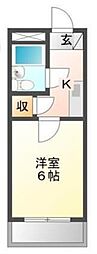 アポスタ蔵本公園 1Kの間取図画像