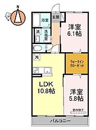 ベルティルミナス 2LDKの間取図画像