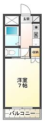佐古一番町ハイツA館 1Kの間取図画像