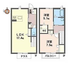 シャーメゾン庄町 2LDKの間取図画像