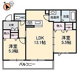 ローレルR 2LDKの間取図画像
