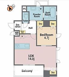 サン・ミッシェル 1LDKの間取図画像