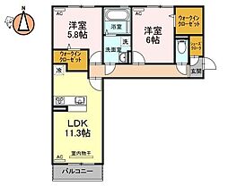 リーリエ中吉野 2LDKの間取図画像