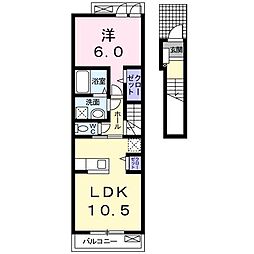 コーポソレイユ 1LDKの間取図画像