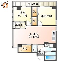 北島田ハイツ 2LDKの間取図画像