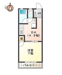 コーポヤマモト 1DKの間取図画像