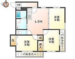 寺内マンション 3DKの間取図画像