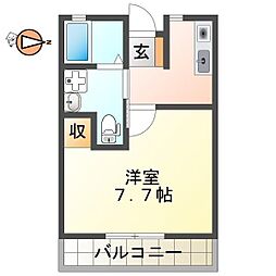 徳島市北沖洲3丁目アパート 1Kの間取図画像