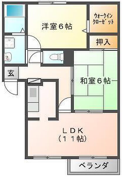 徳島県徳島市西須賀町西開(賃貸アパート2LDK・2階・55.89㎡)の写真 その2