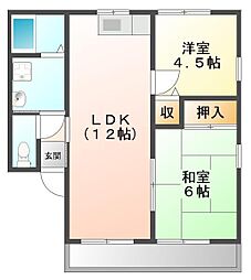 レジデンス法花1 2LDKの間取図画像