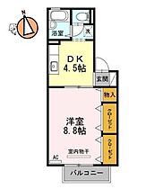 徳島県徳島市応神町古川字戎子野（賃貸アパート1DK・2階・32.74㎡） その2