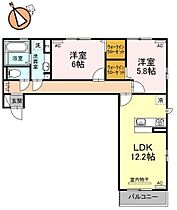 徳島県徳島市北沖洲4丁目（賃貸アパート2LDK・3階・62.05㎡） その2