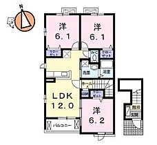 徳島県徳島市北佐古一番町（賃貸アパート3LDK・2階・67.91㎡） その2