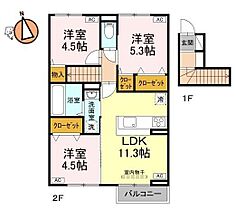 徳島県徳島市北矢三町3丁目（賃貸アパート3LDK・2階・63.35㎡） その2