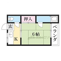 遠藤マンション 1階1Kの間取り