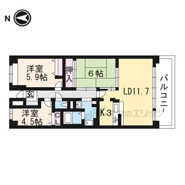 滋賀県草津市草津町(賃貸マンション3LDK・8階・82.80㎡)の写真 その2