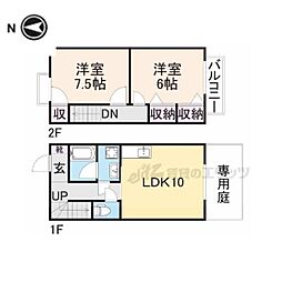 市ノ坪ハイツ 2階2LDKの間取り