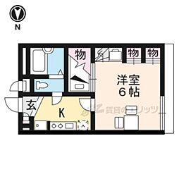 レオパレスBROWNIE 1Kの間取図画像