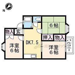 JR東海道・山陽本線 守山駅 徒歩15分の賃貸アパート 2階3DKの間取り