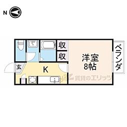 宮司サンシャイン3 1Kの間取図画像