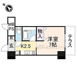サンタウン竹鼻Ａ 2階1Kの間取り