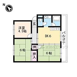 JR東海道・山陽本線 草津駅 徒歩15分の賃貸マンション 4階3DKの間取り