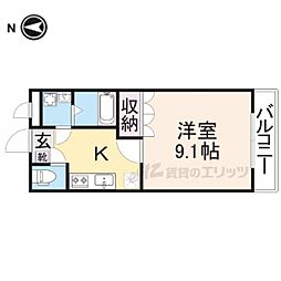 JR東海道・山陽本線 南彦根駅 徒歩18分の賃貸アパート 2階1Kの間取り