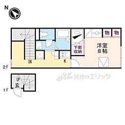 近江鉄道近江本線 愛知川駅 徒歩18分の賃貸アパート 2階1Kの間取り