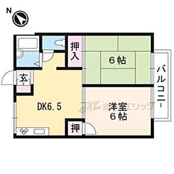 JR東海道・山陽本線 野洲駅 徒歩12分の賃貸アパート 1階2DKの間取り