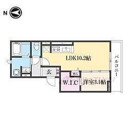 JR東海道・山陽本線 彦根駅 徒歩11分の賃貸アパート 1階1LDKの間取り