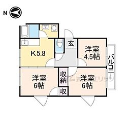 ローズハイツB 3DKの間取図画像