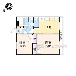 RIVERSIDE NAKAZAWA 3階2DKの間取り