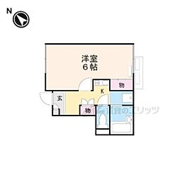 レオネクストカシオペア 2階1Kの間取り