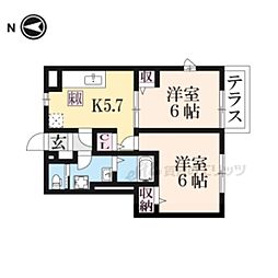 オリーヴハウスＣ 1階2DKの間取り