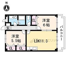 マリッチサワ 1階2LDKの間取り