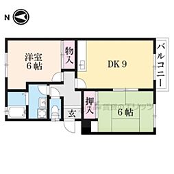 東英ハイツ壱番館 2階2LDKの間取り