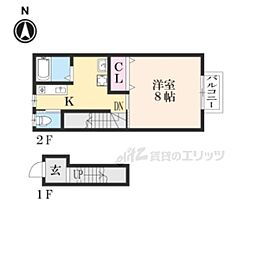 リバティハイツ2 1Kの間取図画像