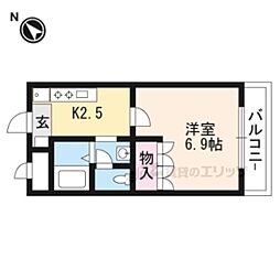 エスポアール堅田 1Kの間取図画像