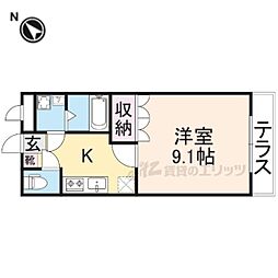 ジュピター 1Kの間取図画像