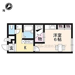 レオパレスジュネス桂 1Kの間取図画像