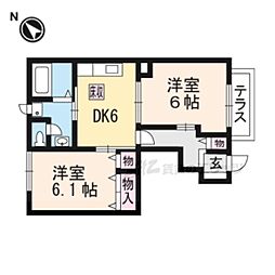 パティオ・アンソレイエW 2DKの間取図画像