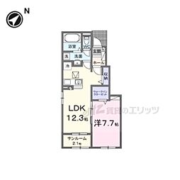 フレッシュハウス2 1LDKの間取図画像