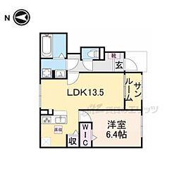 ブリリアントII 1LDKの間取図画像