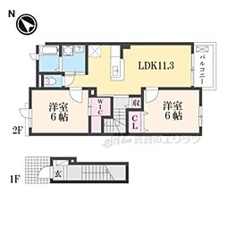 リバーサイドレジデンス 2LDKの間取図画像