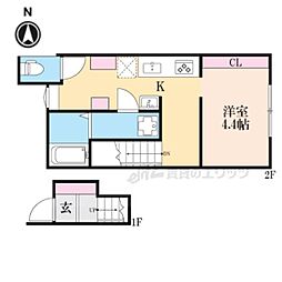 湖とそよ風のLuminous 1Kの間取図画像