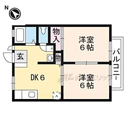 コーポアイリス 2DKの間取図画像