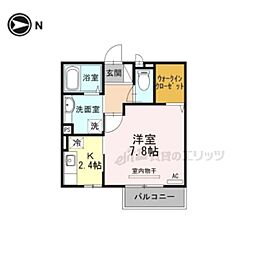 プランドール 1Kの間取図画像